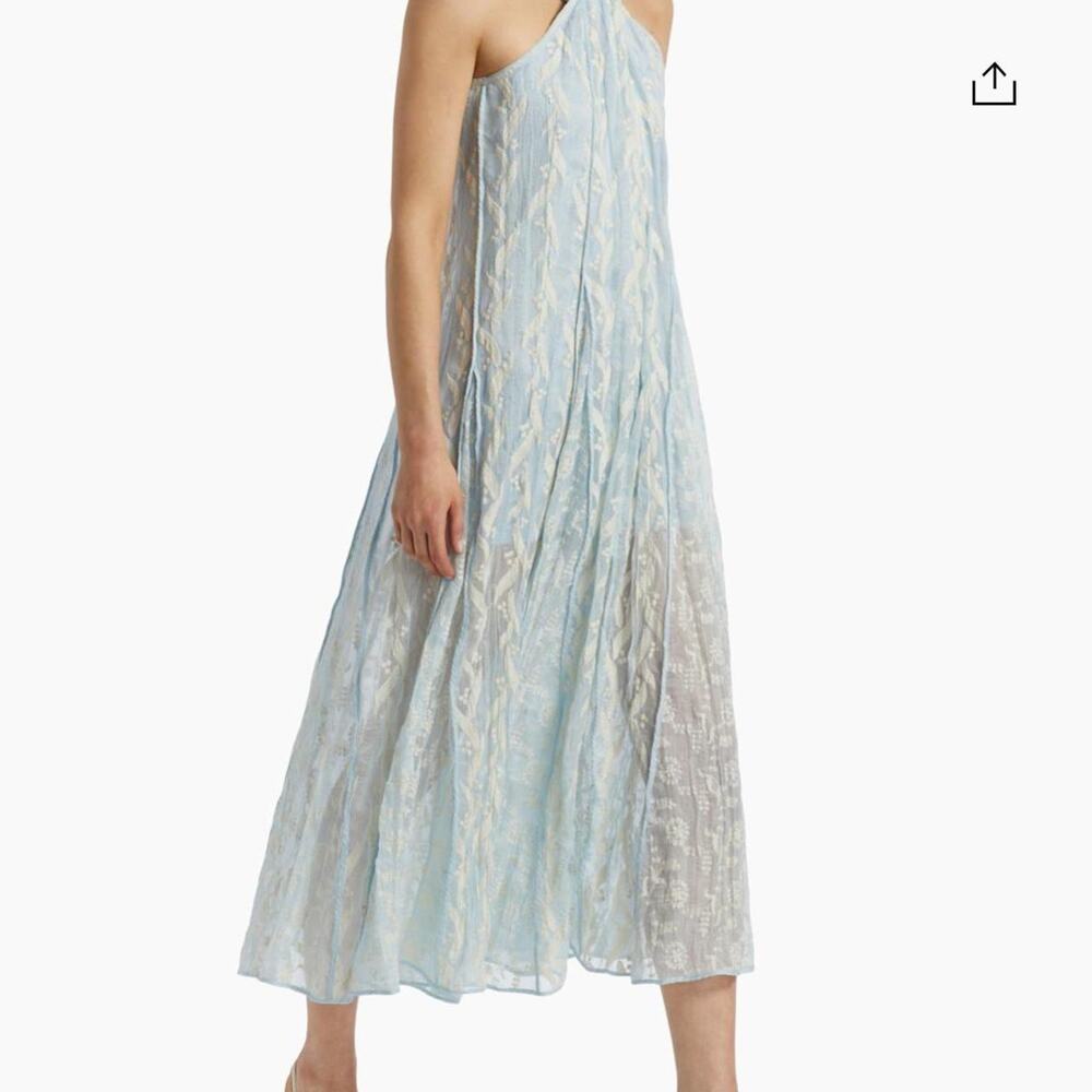 Sabina Musayev Luana Chiffon Embroidered Midi Dress - Light Blue. Size S